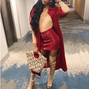 SMALL Red pleather zip up skirt